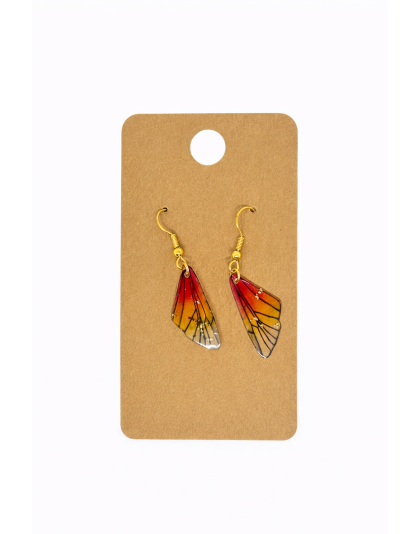 Red Orange Yellow Butterfly Wings Dangling Earrings Supporting Awareness for Chronic Rare and Invisible Illnesses