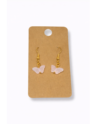 Pink Iridescent Butterfly Dangling Earrings Supporting Awareness for Chronic Rare and Invisible Illnesses