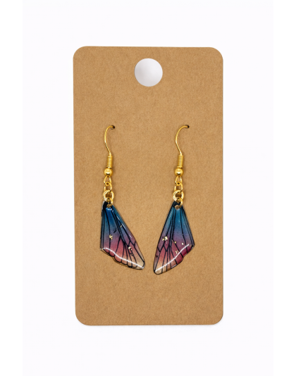 Blue &amp; Purple Butterfly Wings Dangling Earrings Supporting Awareness for Chronic Rare and Invisible Illnesses