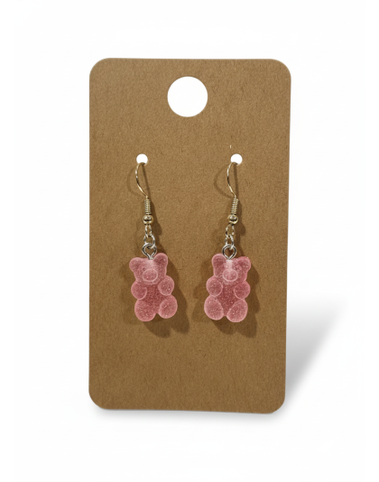 Gummy Bears Frosted Pink Earrings Supporting Awareness for Chronic Rare and Invisible Illnesses