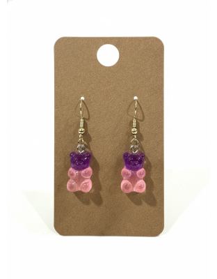 Gummy Bears Purple &amp; Pink Earrings Supporting Awareness for Chronic Rare and Invisible Illnesses