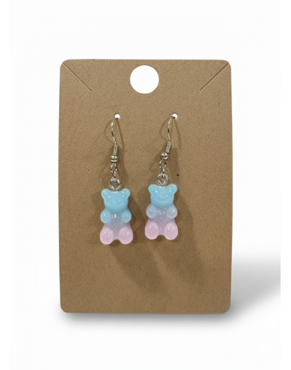 Gummy Bears Light Blue &amp; Pink Earrings Supporting Awareness for Chronic Rare and Invisible Illnesses