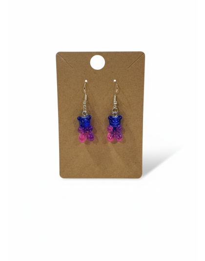 Gummy Bears Blue &amp; Purple Pink Earrings Supporting Awareness for Chronic Rare and Invisible Illnesses