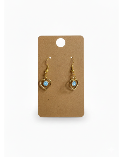 Light Blue Hearts Dangling Gold Color Earrings Supporting Awareness for Chronic Rare and Invisible Illnesses