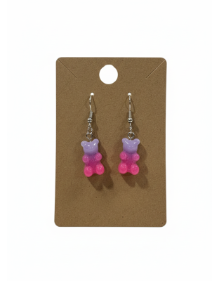 Gummy Bears Pink &amp; Purple Earrings Supporting Awareness for Chronic Rare and Invisible Illnesses