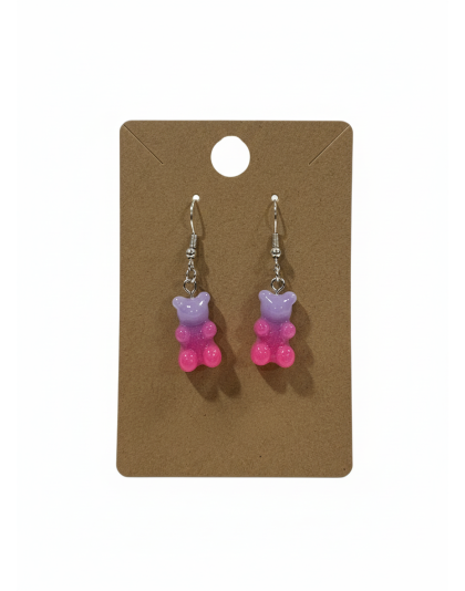 Gummy Bears Pink &amp; Purple Earrings Supporting Awareness for Chronic Rare and Invisible Illnesses