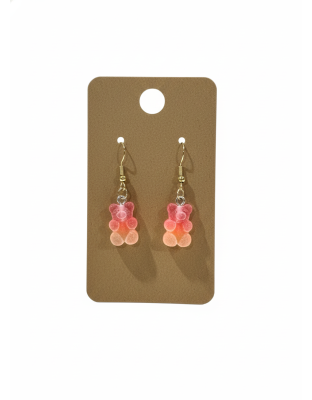 Frosted Gummy Bears Red Orange Earrings Supporting Awareness for Chronic Rare and Invisible Illnesses