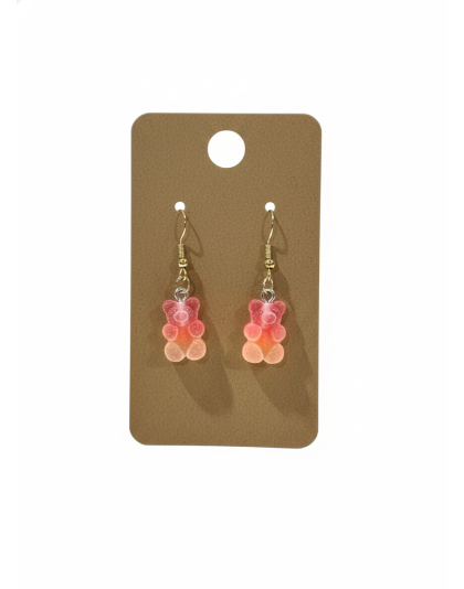 Frosted Gummy Bears Red Orange Earrings Supporting Awareness for Chronic Rare and Invisible Illnesses