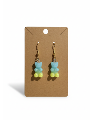 Gummy Bears Blue &amp; Green Earrings Supporting Awareness for Chronic Rare and Invisible Illnesses