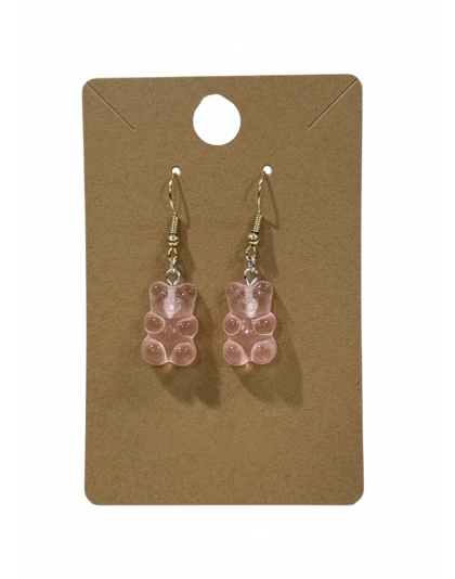 Pink Gummy Bear Dangling Earrings Supporting Awareness for Chronic Rare and Invisible Illnesses