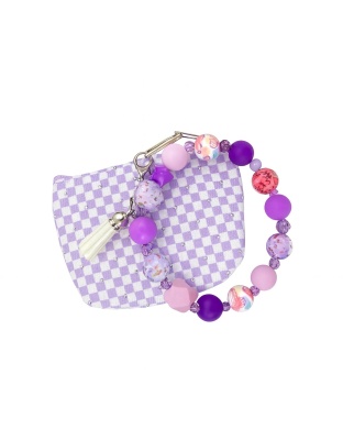 Purple Pink White Beaded Wristlet Pouch Support Awareness Chronic and Rare Diseases