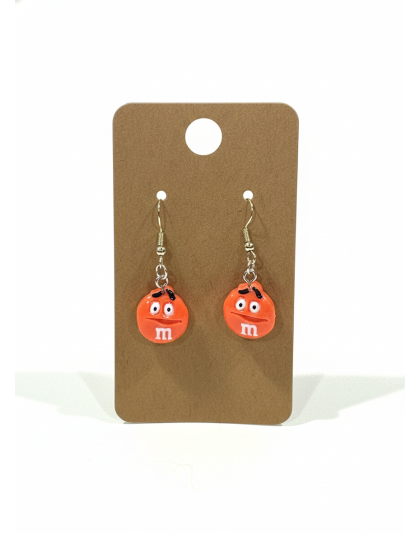 Orange M Candy Dangling Earrings Supporting Awareness for Chronic Rare and Invisible Illnesses