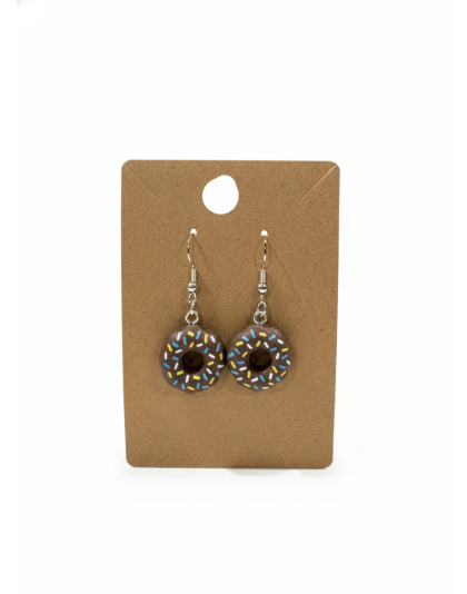 Brown Donuts With Sprinkles Dangling Earrings Supporting Awareness for Chronic Rare and Invisible Illnesses