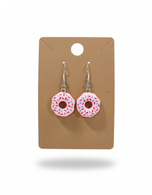 Pink Donuts With Sprinkles Dangling Earrings Supporting Awareness for Chronic Rare and Invisible Illnesses