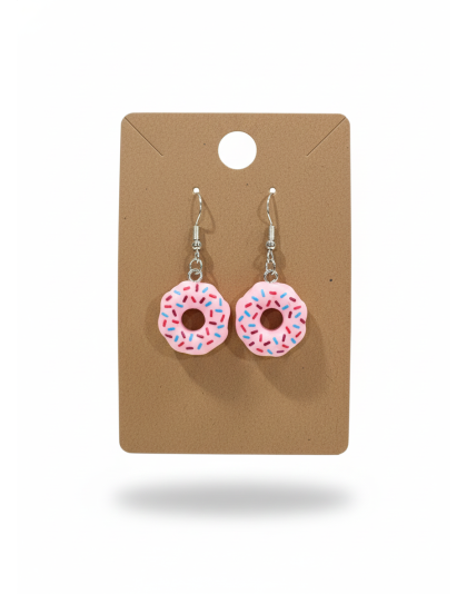 Pink Donuts With Sprinkles Dangling Earrings Supporting Awareness for Chronic Rare and Invisible Illnesses