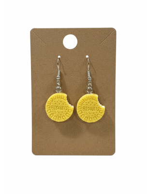 Yellow Cookie Dangling Earrings Supporting Awareness for Chronic Rare and Invisible Illnesses