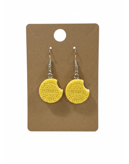 Yellow Cookie Dangling Earrings Supporting Awareness for Chronic Rare and Invisible Illnesses