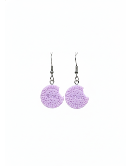 Purple Cookie Dangling Earrings Supporting Awareness for Chronic Rare and Invisible Illnesses