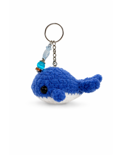 Handmade Blue Whale Crochet Plush Keychain Support Chronic, Rare &amp; Invisible Illness Awareness