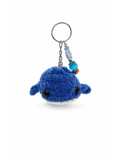 Handmade Blue Whale Crochet Plush Keychain Support Chronic, Rare &amp; Invisible Illness Awareness
