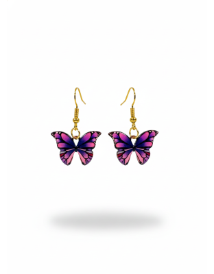 Pink &amp; Purple Butterfly Dangling Earrings Supporting Awareness for Chronic Rare and Invisible Illnesses