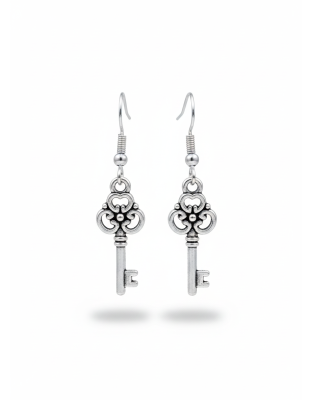Silver Keys Dangling Earrings Supporting Awareness for Chronic Rare and Invisible Illnesses