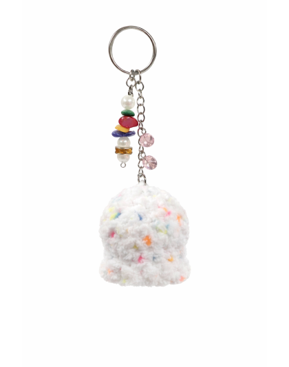 Handmade White With Specks of Rainbow Octopus With Pink Accents and Mult Colored Charm Crochet Plush Keychain Support Chronic, Rare &amp; Invisible Illness Awareness