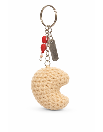 Handmade Fortune Cookie Red Charm Crochet Plush Keychain Support Chronic, Rare &amp; Invisible Illness Awareness