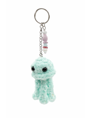 Handmade Teal Octopus With Purple Charm Crochet Plush Keychain Support Chronic, Rare &amp; Invisible Illness Awareness ( Copy )