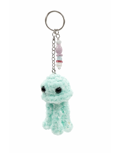 Handmade Teal Octopus With Purple Charm Crochet Plush Keychain Support Chronic, Rare &amp; Invisible Illness Awareness ( Copy )