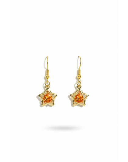 Orange Gold 3-D Dangling Earrings Gold Supporting Awareness for Chronic Rare and Invisible Illnesses