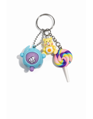 Blue Purple Rock Paper Scissors Fidget Toy With Adorable Yellow Bear and Pastrl Rainbow Lollipop Gummy Bear Charms Raise Awareness Support Rare Chronic &amp; Invisible Illness