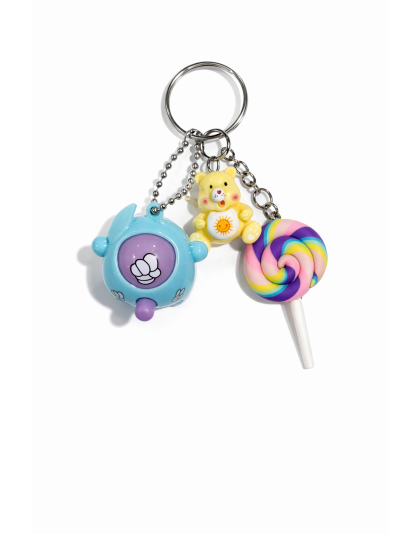 Blue Purple Rock Paper Scissors Fidget Toy With Adorable Yellow Bear and Pastrl Rainbow Lollipop Gummy Bear Charms Raise Awareness Support Rare Chronic &amp; Invisible Illness