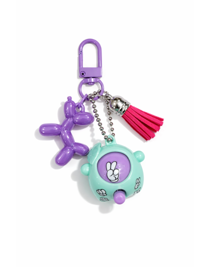 Teal &amp; Purple Rock Paper Scissors Fidget Toy With Purple Balloon Dog And Pink Tassel Charms Raise Awareness Support Rare Chronic &amp; Invisible Illness