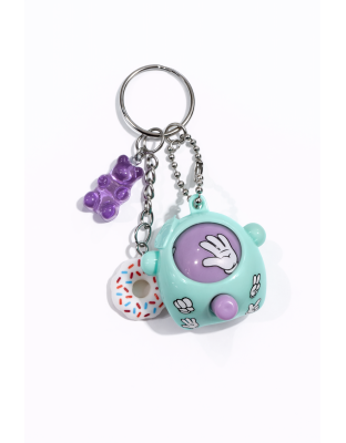 Teal Purple Rock Paper Scissors Fidget Toy With Adorable White Donut and Purple Gummy Bear Charms Raise Awareness Support Rare Chronic &amp; Invisible Illness