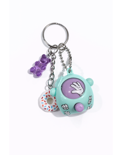 Teal Purple Rock Paper Scissors Fidget Toy With Adorable White Donut and Purple Gummy Bear Charms Raise Awareness Support Rare Chronic &amp; Invisible Illness