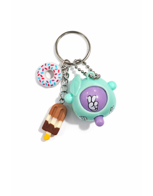 Teal Purple Rock Paper Scissors Fidget Toy With Adorable Brown Popsicle and White Donut Charms Raise Awareness Support Rare Chronic &amp; Invisible Illness