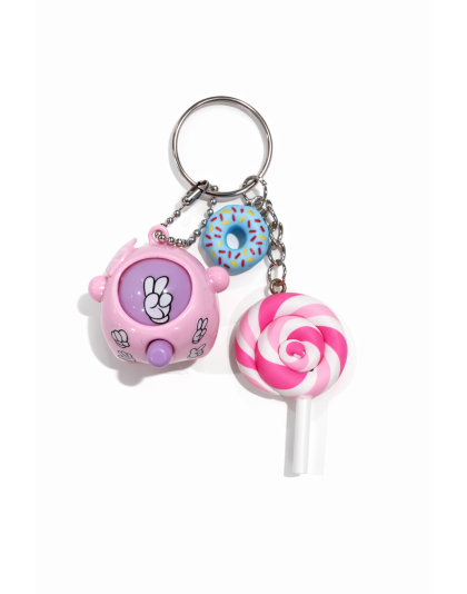 Pink &amp; Purple Rock Paper Scissors Fidget Toy With Adorable Blue Donut and Pink Swirl Lollipop Charms Raise Awareness Support Rare Chronic &amp; Invisible Illness