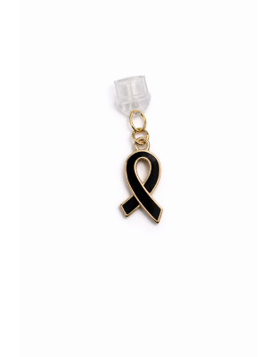 Black Ribbon Phone Charm Plug-In Accessory Chronic Rare Invisible Illness Awareness &amp; Support