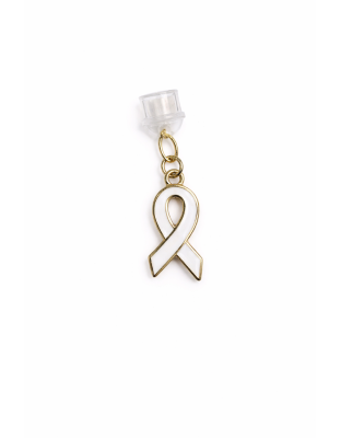 White Ribbon Phone Charm Plug-In Accessory Chronic Rare Invisible Illness Awareness &amp; Support