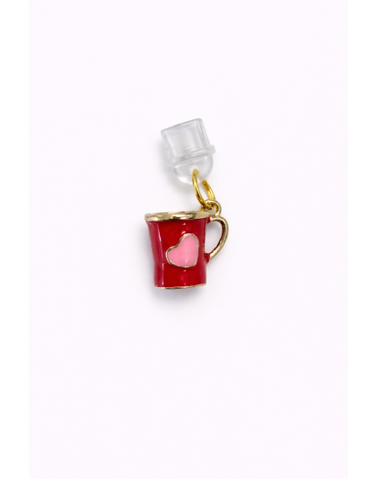 Red Mug Pink Heart Phone Charm Plug-In Accessory Chronic Rare Invisible Illness Awareness &amp; Support