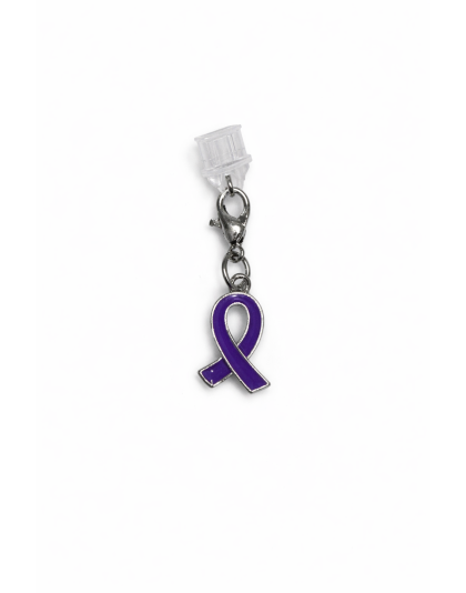 Purple Ribbon Phone Charm Plug-In Accessory Chronic Rare Invisible Illness Awareness &amp; Support