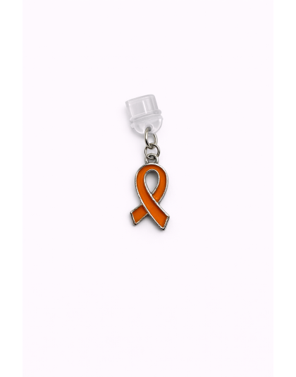 Orange Ribbon Phone Charm Plug-In Accessory Chronic Rare Invisible Illness Awareness &amp; Support