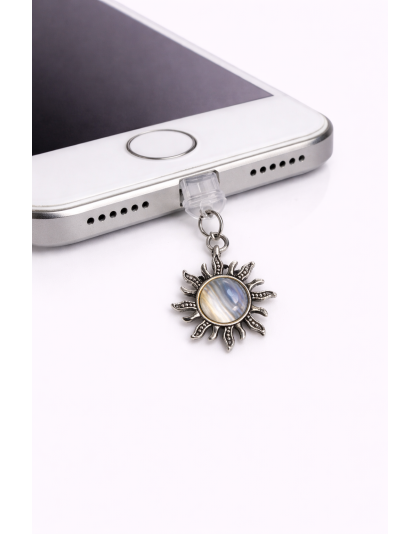 Gray Silver Sun Phone Charm Plug-In Accessory Chronic Rare Invisible Illness Awareness &amp; Support
