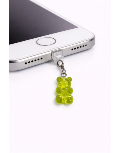 Lime Green Gummy Bear Phone Charm Plug-In Accessory Chronic Rare Invisible Illness Awareness &amp; Support