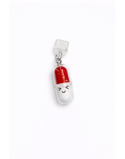 Red Capsule Pill Phone Charm Plug-In Accessory Chronic Rare Invisible Illness Awareness &amp; Support