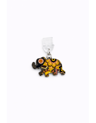 Yellow &amp; Brown Elephant Phone Charm Plug-In Accessory Chronic Rare Invisible Illness Awareness &amp; Support