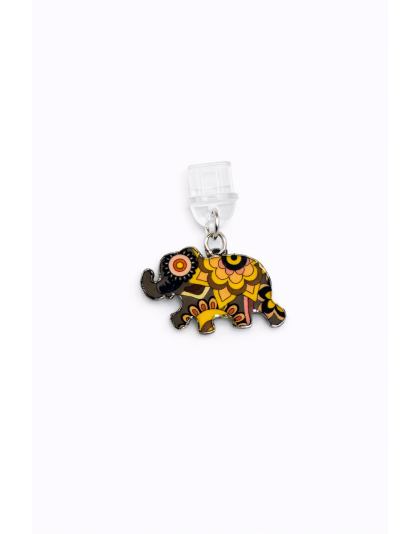 Yellow &amp; Brown Elephant Phone Charm Plug-In Accessory Chronic Rare Invisible Illness Awareness &amp; Support