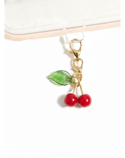 Red Cherry Phone Charm Plug-In Accessory Chronic Rare Invisible Illness Awareness &amp; Support
