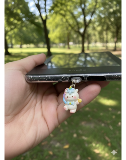 Multi Color Rainbow Happy Unicorn Phone Charm Plug-In Accessory Chronic Rare Invisible Illness Awareness &amp; Support